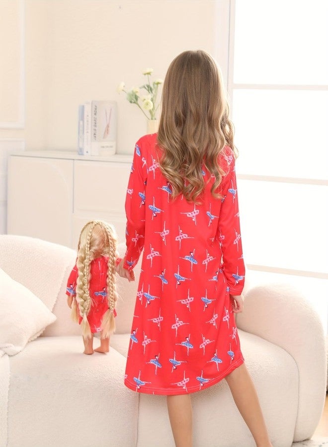 Bow Dream Girl Dress Cute and Matching American Girl Doll Clothes Accessories for Girls Dresses Set Dancing Girl Size 140 - Image 2